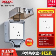 德力西（DELIXI）插座开关防水盒户外防溅盒86型明装保护罩盖室外防暴雨硅胶紧密封 IP66防水盒带斜5孔电源 IP66等级加厚加大加深明装B9031